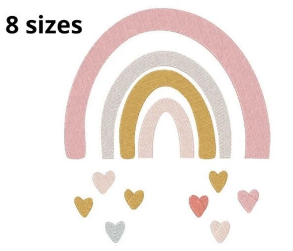 Rainbow Embroidery Design, 8 sizes, Rainbow Heart Embroidery, Rainbow Embroidery, Machine Embroidery Design, Rainbow shape Design, Instant