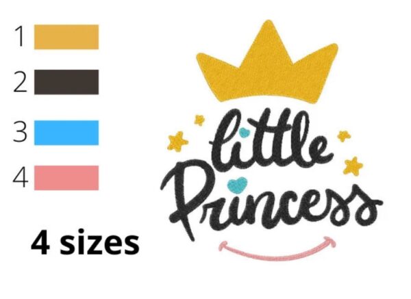 Little Princess Embroidery Design, 4 sizes, Princess Embroidery, Machine Embroidery Design, Baby Girl Design, Instant Download