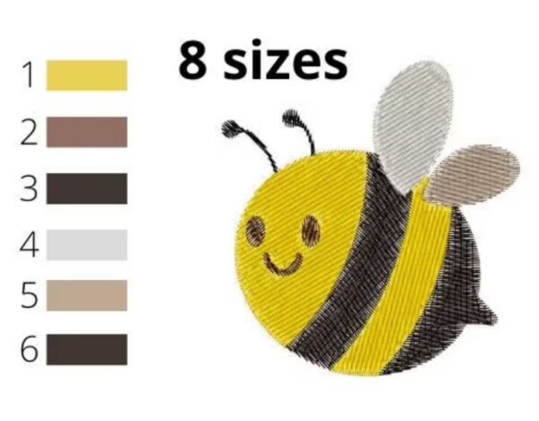 Bee Embroidery Design, 8 sizes, Cute Bee Embroidery, Bee Embroidery, Machine Embroidery Design, Bug Design, Instant Download