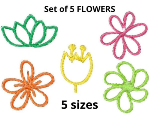 Set of 5 Flower Embroidery Design, 5 sizes, Flowers Embroidery, Floral Embroidery, Machine Embroidery Design,Floral Design,Instant Download