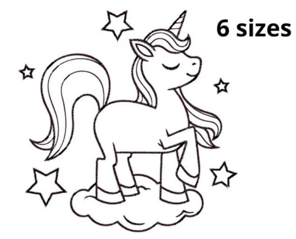 Unicorn Embroidery Design, 6 sizes, Unicorn Embroidery, Baby Girl Embroidery, Machine Embroidery Design, Unicorn Shape Design, Cute Unicorn
