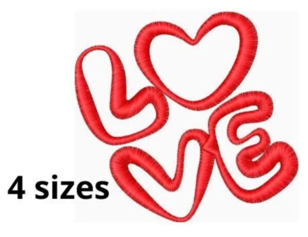 Love Embroidery Design, 4 sizes, Mini Love Embroidery, Large Love  Embroidery, Machine Embroidery Design, Love shapes Design, Instant