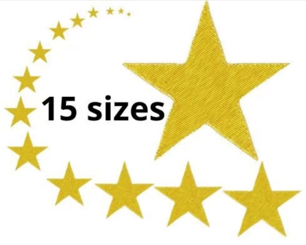 Star Embroidery Design, 15 sizes, Mini Star Embroidery, Large Star ...