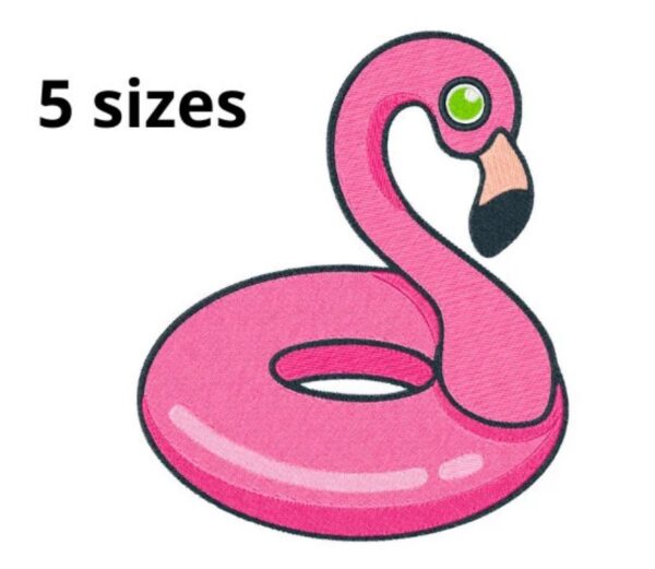 Summer Flamingo Embroidery Design, 5 sizes, Summer  Embroidery, Pool Party Embroidery, Machine Embroidery Design,Fun Pink Design