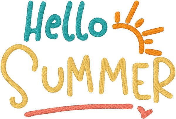 Hello Summer Embroidery Design, 7 sizes, Machine Embroidery Design, Hello Summer shapes Design, Instant