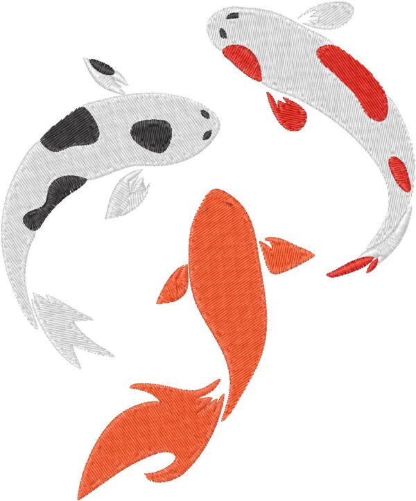 Koi Carp Design, 7 sizes, Machine Embroidery Design, Koi Carp shapes Design, Instant