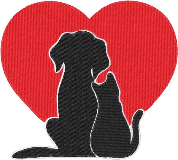 Dog and Cat Design, 7 sizes, Machine Embroidery Design, Dog and Cat shapes Design, Instant